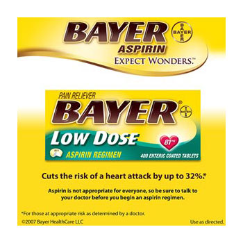 Bayer Aspirin Regimen Low Dose 81mg, 400 Tablets, Safety Coated Delayed Release