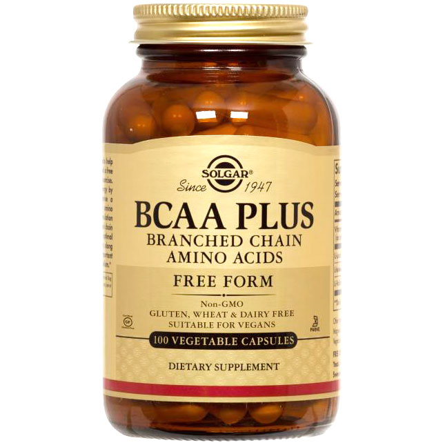 BCAA Plus (Branched Chain Amino Acids), 100 Vegetable Capsules, Solgar