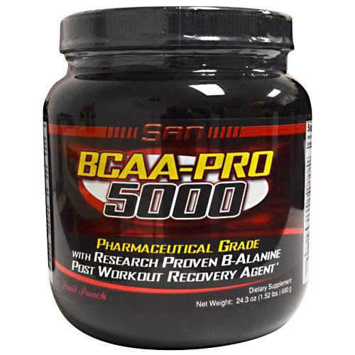 BCAA-Pro 5000 Powder, Fruit Punch, 24 oz (690 g), SAN Nutrition