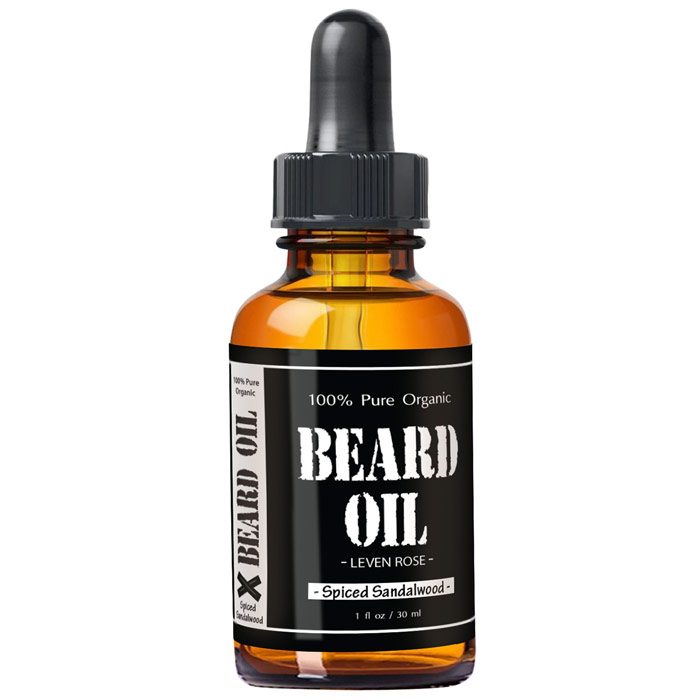 Beard Oil - Spiced Sandalwood Scent, 1 oz, Leven Rose