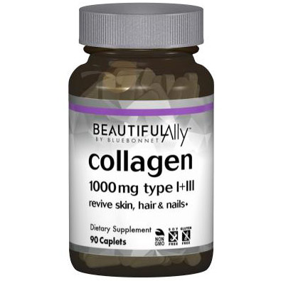 Beautiful Ally Collagen 1000 mg Type I + III, 90 Caplets, Bluebonnet Nutrition