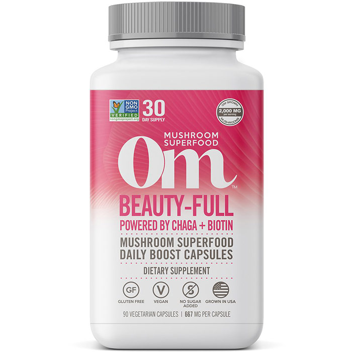 Beauty-Full Mushroom Superfood Daily Boost Capsules, 90 Vegetarian Capsules, Om Organic Mushroom Nutrition