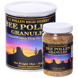 High Desert Bee Pollen Granules Plastic Jar, 12 oz, CC Pollen Company