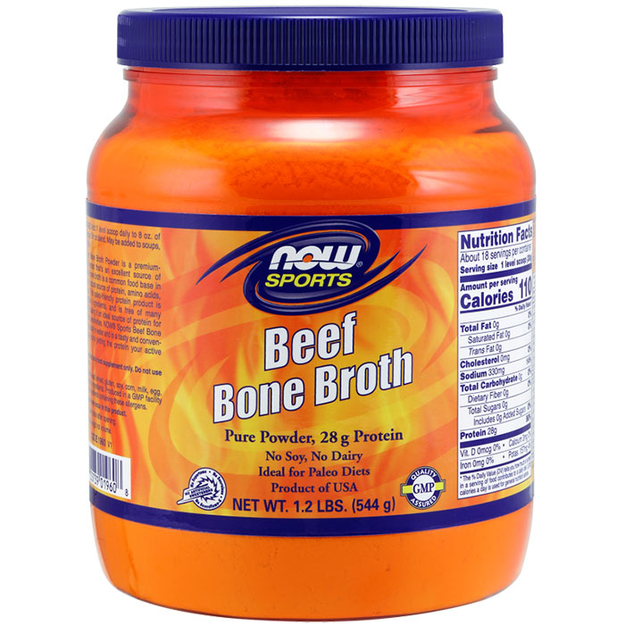 Beef Bone Broth Powder, 1.2 lb, NOW Foods