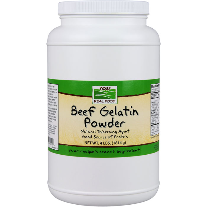 Beef Gelatin Powder, 4 lb, NOW Foods
