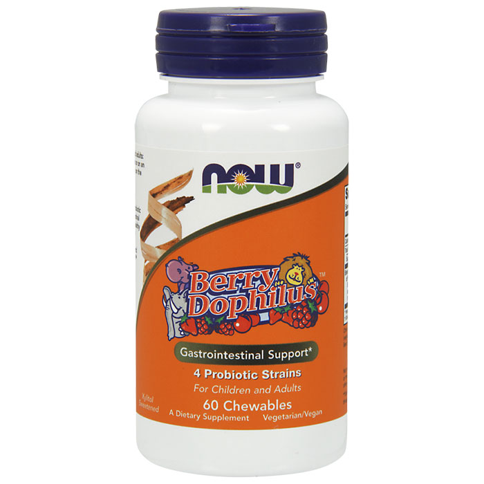 Berry Dophilus Chewable, 4 Probiotic Strains, 60 Lozenges, NOW Foods