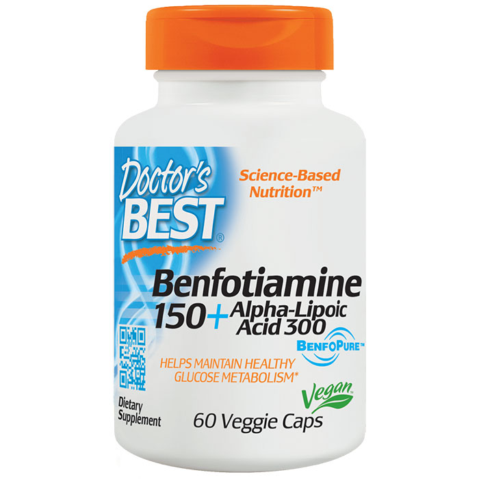 Benfotiamine 150 + Alpha-Lipoic Acid 300, 60 Vegetarian Capsules, Doctors Best