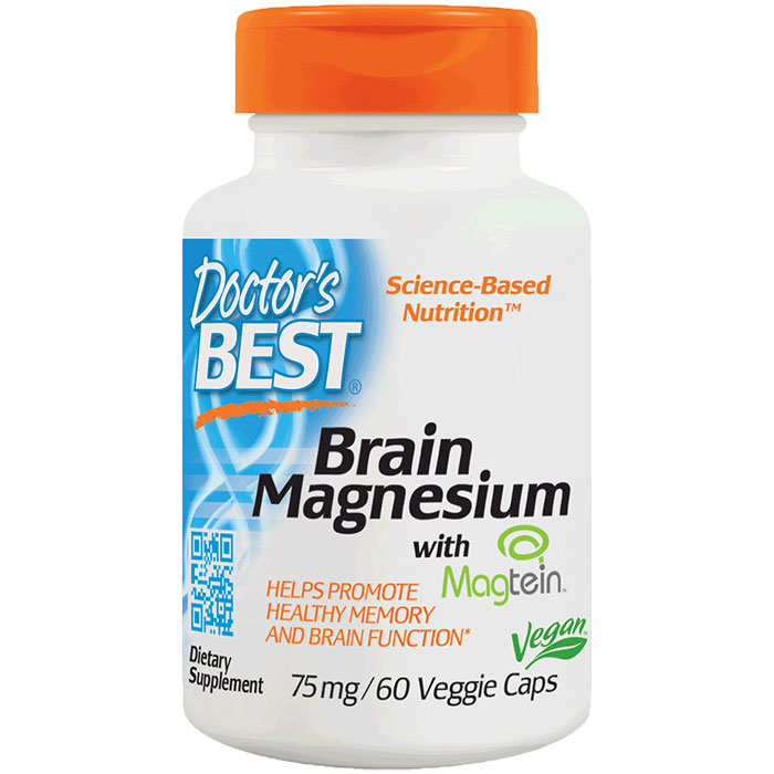 Brain Magnesium with Magtein 75 mg, 60 Vegetarian Capsules, Doctors Best