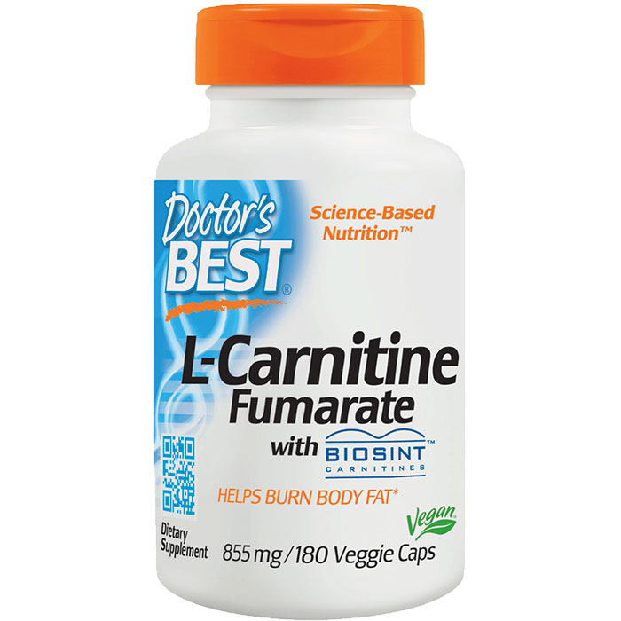 L-Carnitine Fumarate 855 mg, featuring Sigma Tau Carnitine, 180 Vegetarian Capsules, Doctors Best