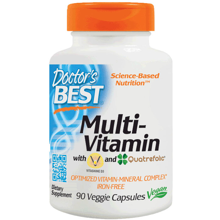 Multi-Vitamin with Vitashine D3 and Quatrefolic, 90 Vegetarian Capsules, Doctors Best