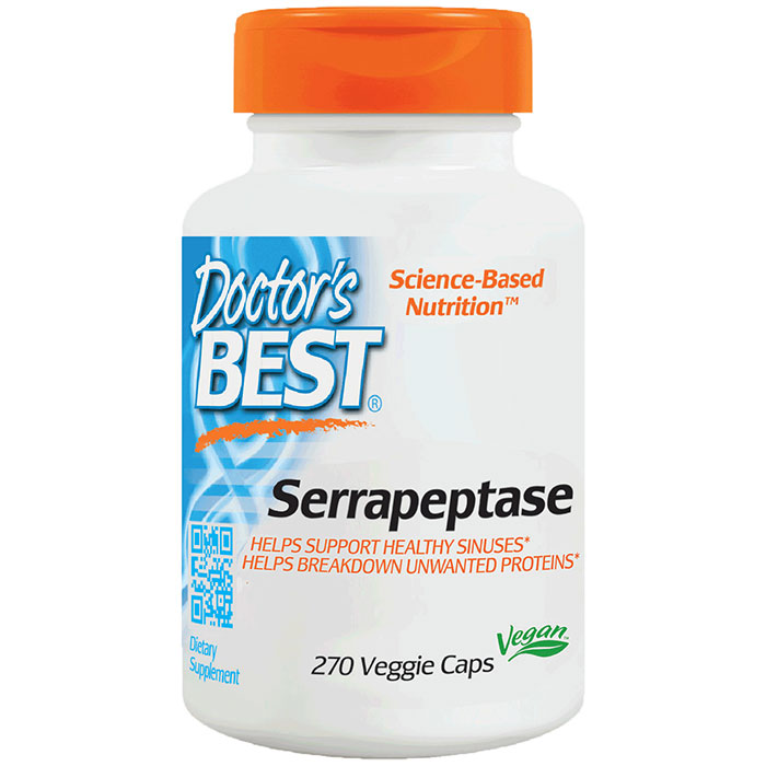 Serrapeptase 40,000 Units, Value Size, 270 Veggie Caps, Doctors Best