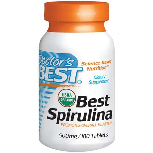 Doctor's Best Best Spirulina 500 mg, Organic, 180 Tablets, Doctor's Best
