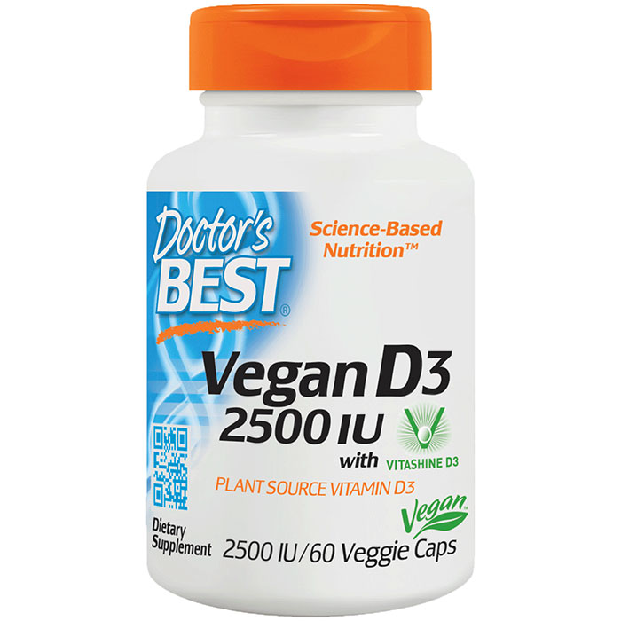 Vegan D3, Vitamin D 2500 IU, 60 Vegetarian Capsules, Doctors Best