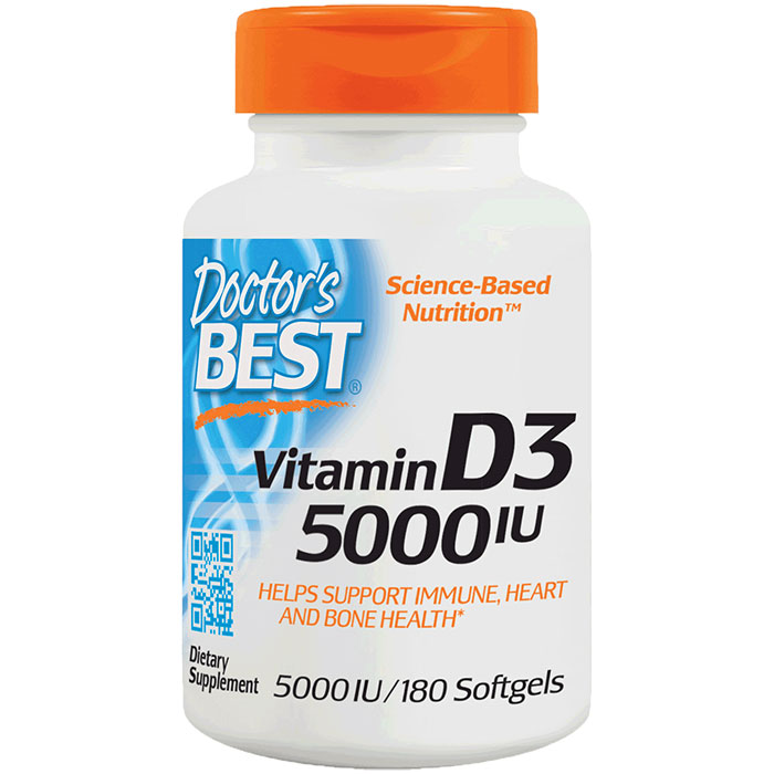 Vitamin D-3 5000 IU, 180 Softgels, Doctors Best