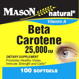 Beta Carotene 25000 IU, 100 Softgels, Mason Natural