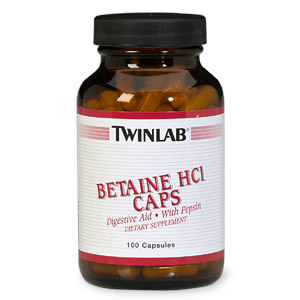 Twinlab Betaine HCL ( Betaine Hydrochloride ) with Pepsin 100 caps from Twinlab