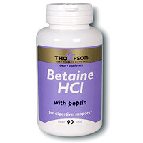 Thompson Nutritional Betaine HCl with Pepsin 324mg 90 tabs, Thompson Nutritional Products