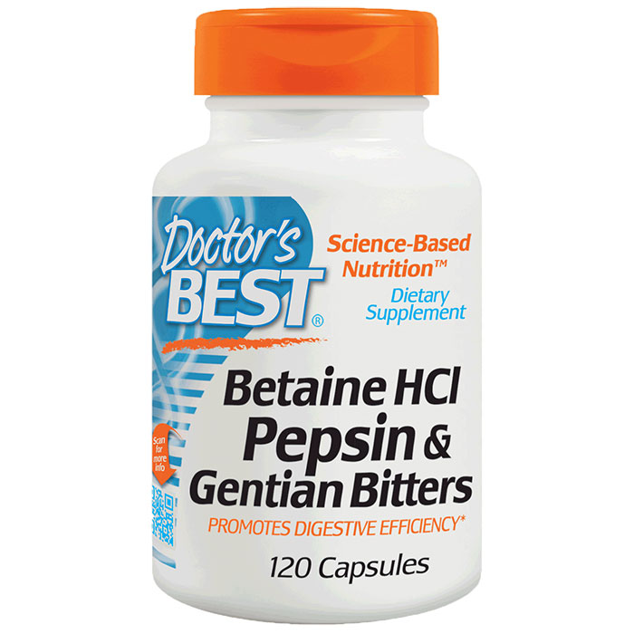 Betaine HCI Pepsin & Gentian Bitters, 120 Capsules, Doctors Best