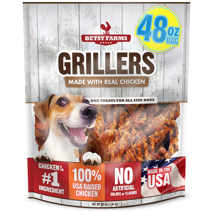 Betsy Farms Chicken Grillers Dog Treats, 48 oz (3 lb)