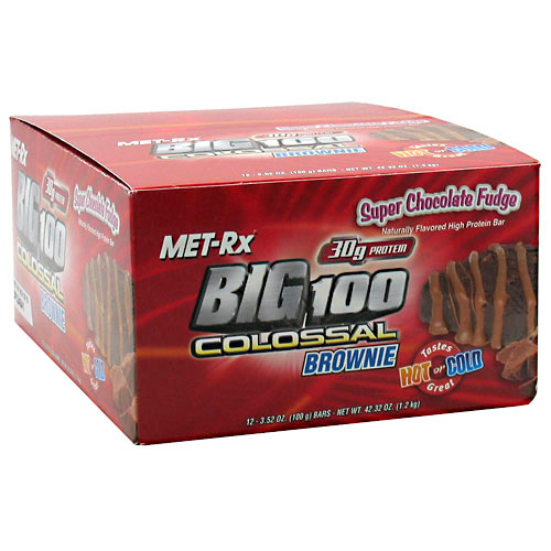 Big 100 Colossal Brownie, High Protein Bar, 12 Bars, MET-Rx