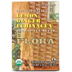 Lemon Ginger Echinacea Tea, 16 Tea Bags, Flora Health