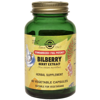 Bilberry Berry Extract - Standardized Full Potency, 60 Vegetable Capsules, Solgar