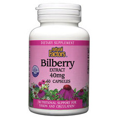 Bilberry Extract 40mg 60 Capsules, Natural Factors