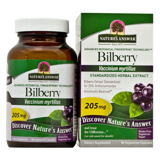 Bilberry Extract Standardized, 90 Vegetarian Capsules, Natures Answer