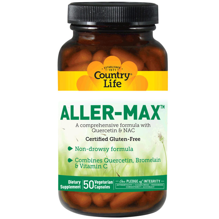 Aller-Max, Non-Drowsy Formula, 50 Vegetarian Capsules, Country Life