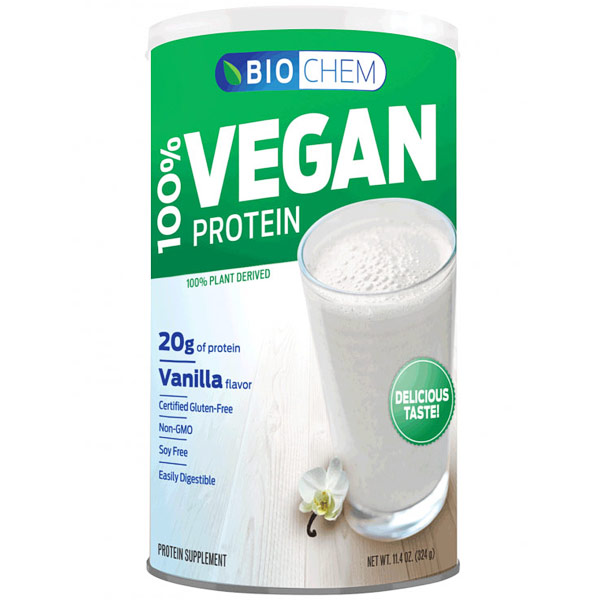 Biochem Sports 100% Vegan Protein, Vanilla Flavor, 11.4 oz (324 g)
