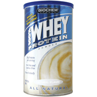 Biochem Sports 100% Whey Protein Powder - Natural Flavor 12.3 oz