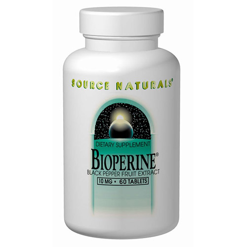 Bioperine, Black Pepper Extract 10mg 60 tabs from Source Naturals