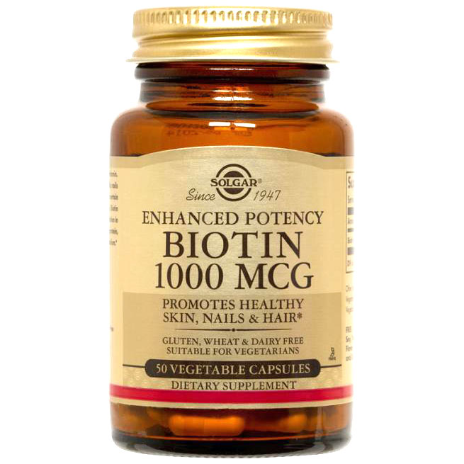 Biotin 1000 mcg, 50 Vegetable Capsules, Solgar