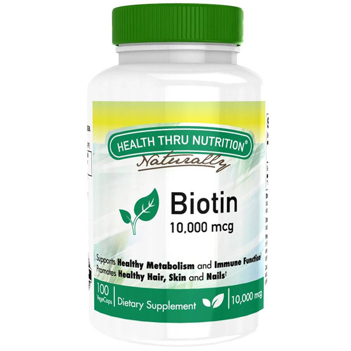 Biotin 10,000 mcg, 100 VegeCaps, Health Thru Nutrition