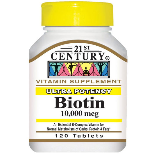 Biotin 10,000 mcg, 120 Tablets, 21st Century HealthCare