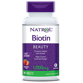 Biotin 1000 mcg Fast Dissolve, Strawberry Flavor, 90 Tablets, Natrol