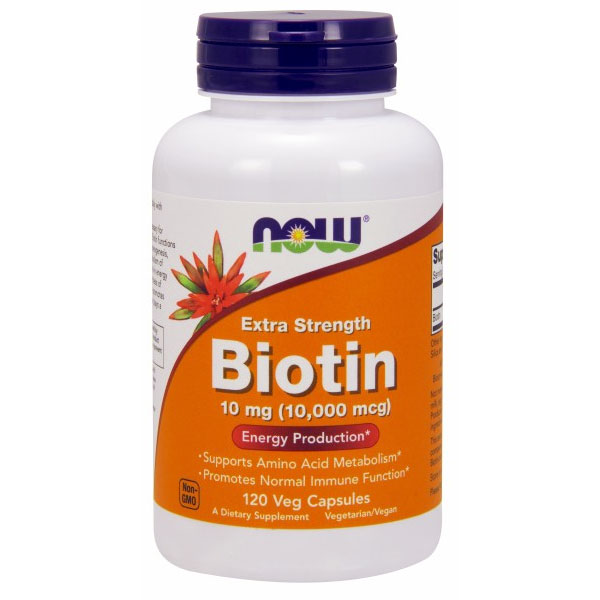 Biotin 10 mg Extra Strength, 120 Vegetarian Capsules, NOW Foods