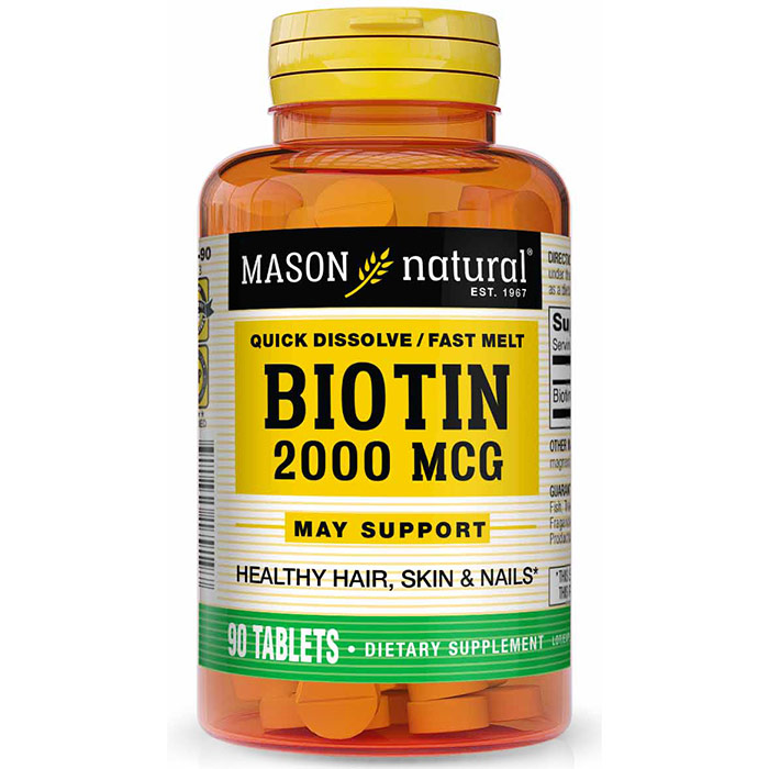 Biotin 2000 mcg, Quick Dissolve & Fast Melt, 90 Tablets, Mason Natural