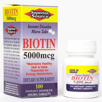 Biotin 5000 mcg, 100 Instant Dissolve Tablets, Superior Source