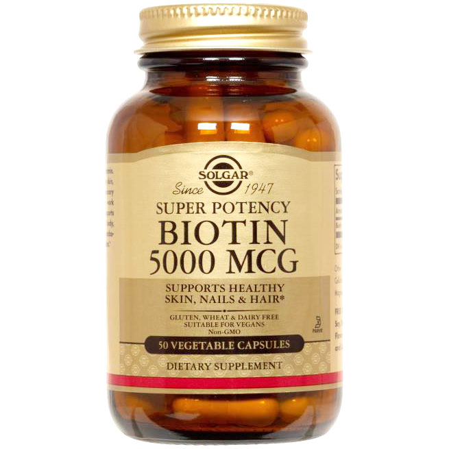 Biotin 5000 mcg, 100 Vegetable Capsules, Solgar