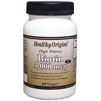 Biotin 5,000 mcg, High Potency, 60 Vcaps, Healthy Origins