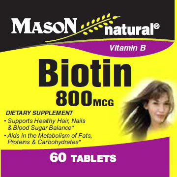 Biotin 800 mcg, 60 Tablets, Mason Natural