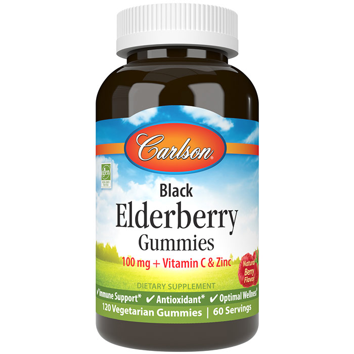 Black Elderberry Gummies, 120 Vegetarian Gummies, Carlson Labs