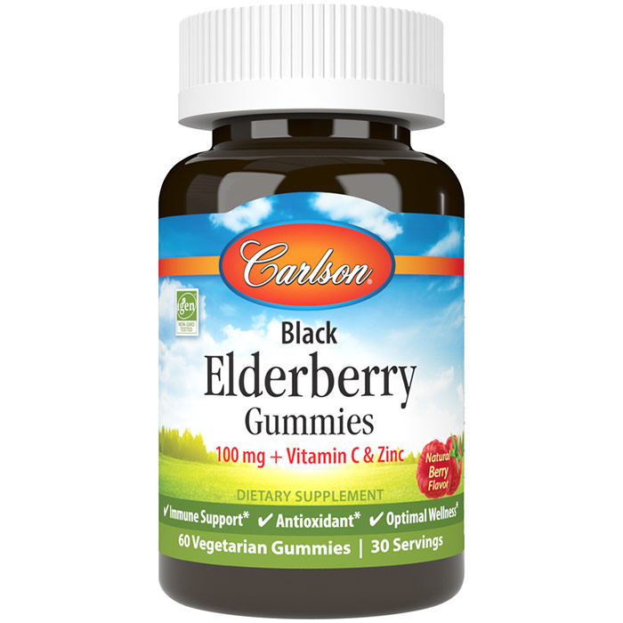 Black Elderberry Gummies, 60 Vegetarian Gummies, Carlson Labs