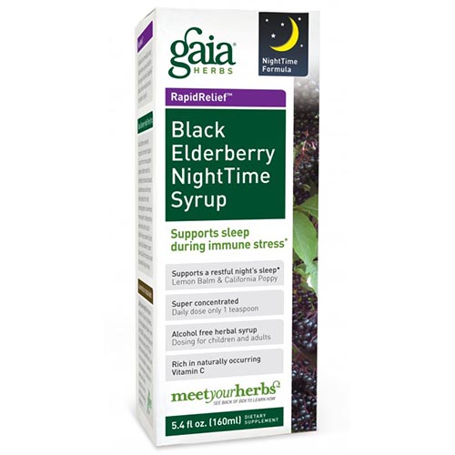 Black Elderberry Nighttime Syrup, 3 oz, Gaia Herbs