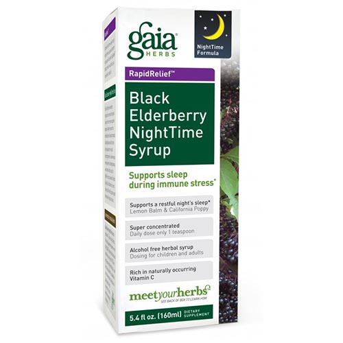Black Elderberry Nighttime Syrup, 5.4 oz, Gaia Herbs