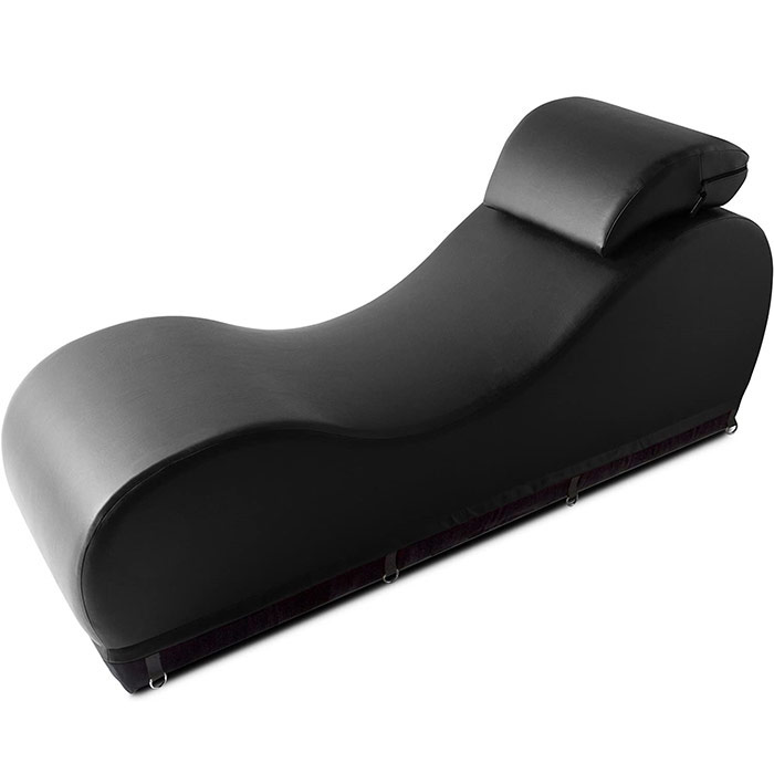 Black Label Esse Chaise Sex Lounger with Cuffs - Faux Leather, Vinyl Black, Liberator Bedroom Adventure Gear