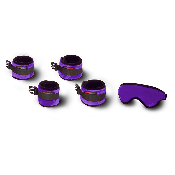 Black Label Seduction Cuff Kit for Restraint Play - Fluffy Purple, Liberator Bedroom Adventure Gear