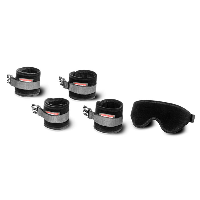 Black Label Seduction Cuff Kit for Restraint Play - Microfiber Blk, Liberator Bedroom Adventure Gear