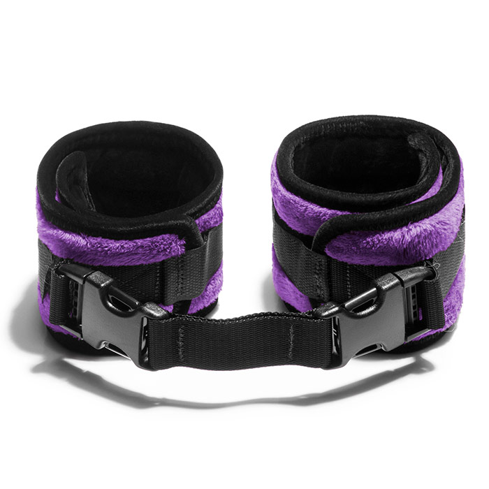 Black Label Wrist Cuff Kit for Bondage Play - Fluffy Purple, Liberator Bedroom Adventure Gear